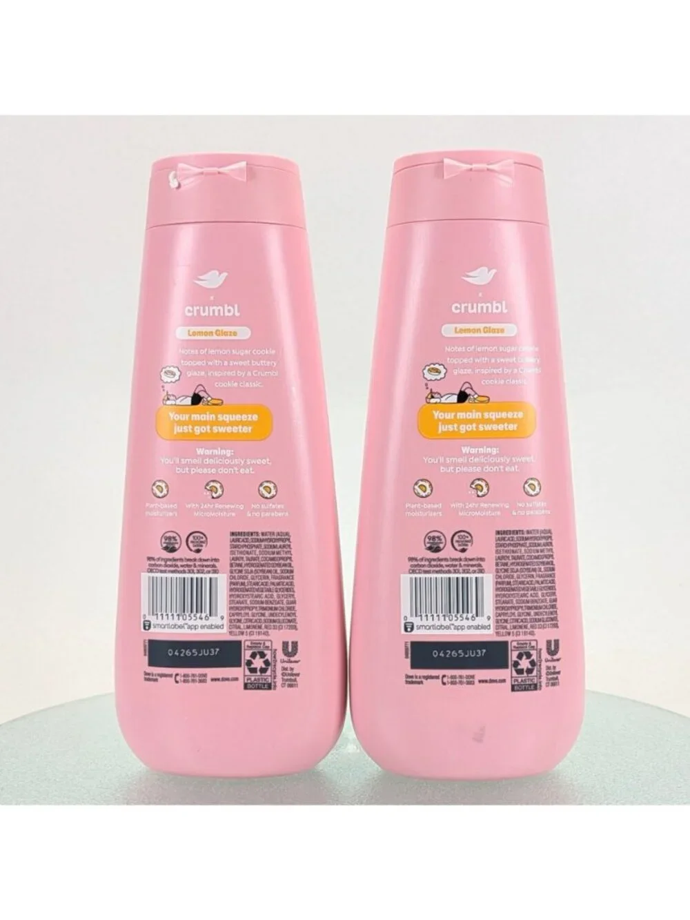 Dove x Crumbl Lot Of 2 Lemon Glaze Body Wash 20 oz - Limited Edition - NEW